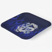 Blue Chrome wie Dragon Carbon Fibre Style Pappteller (Gewinkelt)