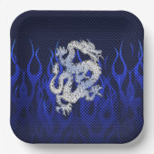 Blue Chrome wie Dragon Carbon Fibre Style Pappteller (Vorderseite)