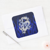 Blue Chrome wie Dragon Carbon Fibre Style Quadratischer Aufkleber (Umschlag)