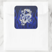 Blue Chrome wie Dragon Carbon Fibre Style Quadratischer Aufkleber (Tasche)