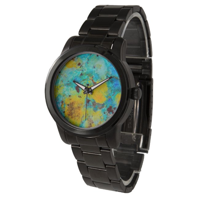 Blue Chrysocolla Jasper Armbanduhr (Schrägansicht)