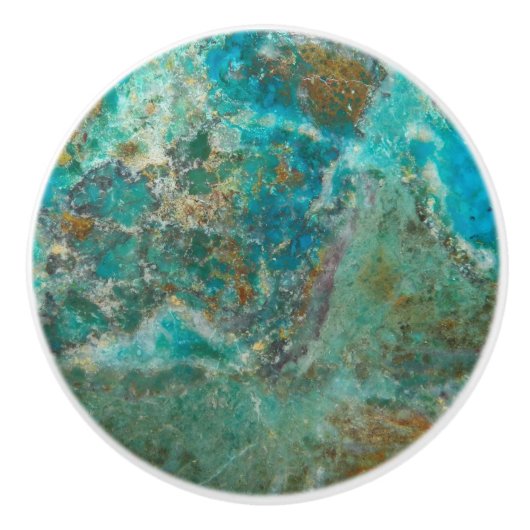 Blue Chrysocolla Mineral Stone Keramikknauf (Vorderseite)