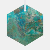 Blue Chrysocolla Mineral Stone Ornament Aus Glas (Rückseite)