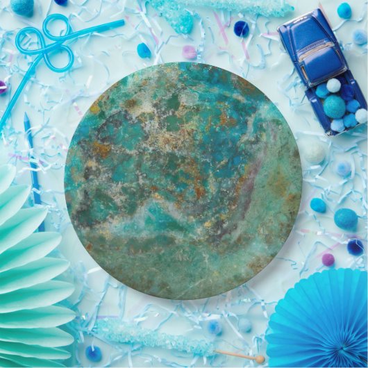 Blue Chrysocolla Mineral Stone Pappteller (Party)