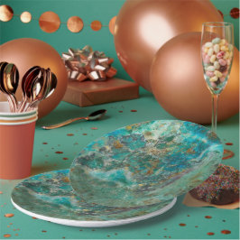 Blue Chrysocolla Mineral Stone Pappteller