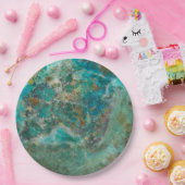 Blue Chrysocolla Mineral Stone Pappteller (Party)