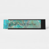Blue Chrysocolla Mineral Stone Personalisiert Schreibtischnamensplakette (Vorderseite )