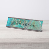 Blue Chrysocolla Mineral Stone Personalisiert Schreibtischnamensplakette (Vorderseite )