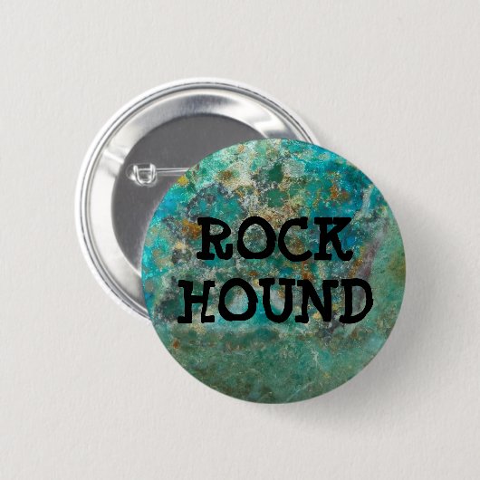 Blue Chrysocolla Mineral Stone Rock Hound Button (Vorne & Hinten)