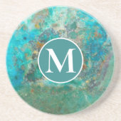 Blue Chrysocolla Mineral Stone w/Monogram Getränkeuntersetzer (Vorne)
