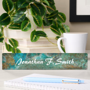 Blue Chrysocolla Stone Image Personalisiert Namensplakette