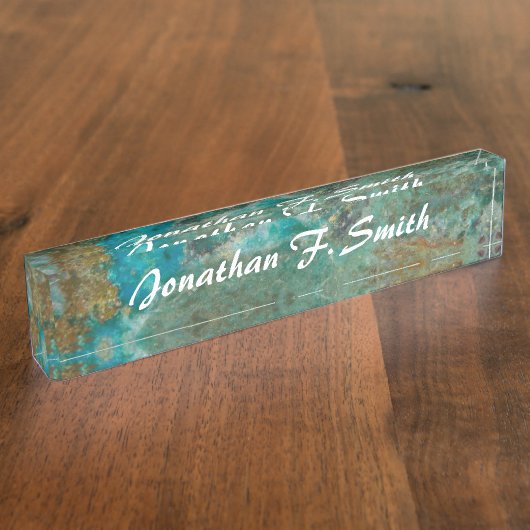 Blue Chrysocolla Stone Image Personalisiert Namensplakette (Seite)