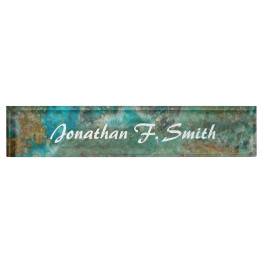 Blue Chrysocolla Stone Image Personalisiert Namensplakette (Vorderseite)