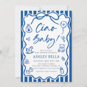 Blue Ciao Baby Whimsical Italienische Babydusche Einladung (Vorderseite)
