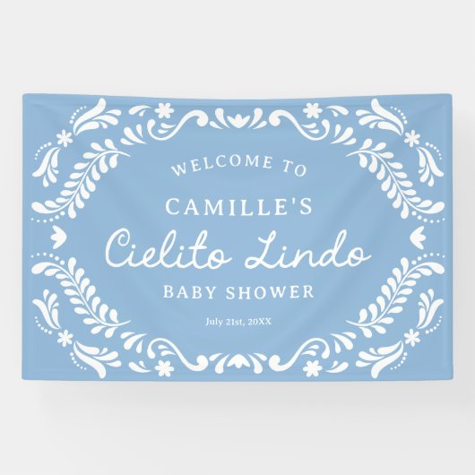 Blue Cielito Lindo Baby Dusche Willkommen Banner (Horizontal)