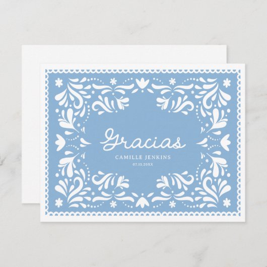 Blue Cielito Lindo Danke, Card Dankeskarte (Vorne/Hinten)