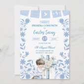  Blue Cielito Lindo First Holy Communion  Einladung (Vorderseite)