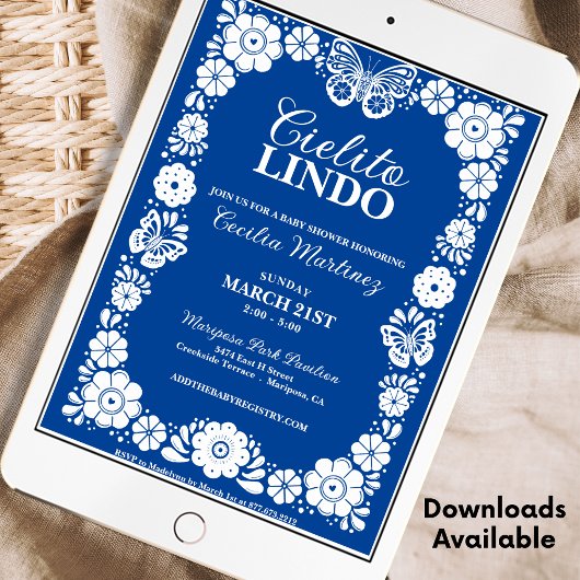 Blue Cielito Lindo Mexican Baby Shower Boy Einladung