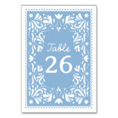 Blue Cielito Lindo Papel Picado Kinderdusche Tischnummer (Vorderseite)