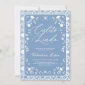 Blue Cielito Lindo Talavera Baby Shower Einladung (Vorderseite)