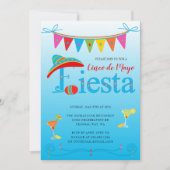 Blue Cinco De Mayo Fiesta Party Einladung (Vorderseite)