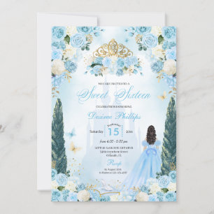 Blue Cinderella Fairytale Princess 16 . Geburtstag Einladung