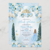 Blue Cinderella Fairytale Princess 16 . Geburtstag Einladung (Vorne/Hinten)