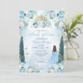 Blue Cinderella Fairytale Princess 16 . Geburtstag Einladung (Stehend Vorderseite)