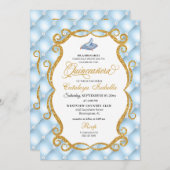 Blue Cinderella Glass Shoe Princess Quinceanera Einladung (Vorne/Hinten)