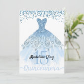 Blue Cinderella Quinceanera Geburtstagseinladung Einladung (Stehend Vorderseite)