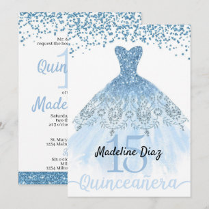 Blue Cinderella Quinceanera Geburtstagseinladung Einladung
