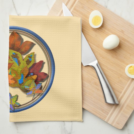Blue Circlated Herbstlaube Geschirrtuch (Viertel Falte)