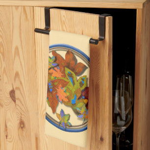 Blue Circlated Herbstlaube Geschirrtuch