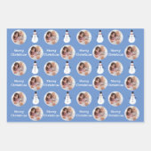Blue Circle Foto Snowman Frohe Weihnachten Geschenkpapier Set (Vorderseite)