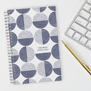 Blue Circle Geometric Muster Spiral Notebook Notizblock