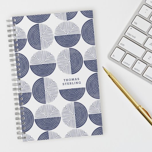 Blue Circle Geometric Muster Spiral Notebook Notizblock