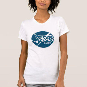 Blue Circle Jesus Rette Graffiti T-Shirt