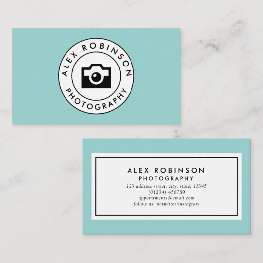Blue Circle Kamera Logo Fotografie Visitenkarte Terminkarte (Vorne/Hinten)