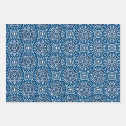 Blue Circle Mandala Geschenkpapier Set (Vorderseite)