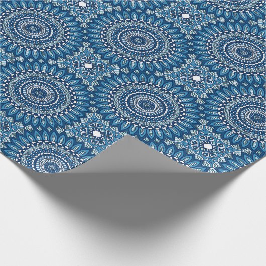 Blue Circle Mandala Wrapping Paper Sheets Geschenkpapier (Ecke)