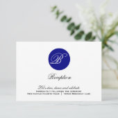 Blue Circle Monogram Wedeption Card Einladung (Stehend Vorderseite)