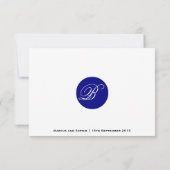 Blue Circle Monogram Wedeption Card Einladung (Rückseite)