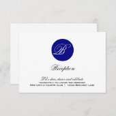 Blue Circle Monogram Wedeption Card Einladung (Vorne/Hinten)