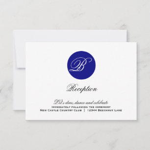 Blue Circle Monogram Wedeption Card Einladung