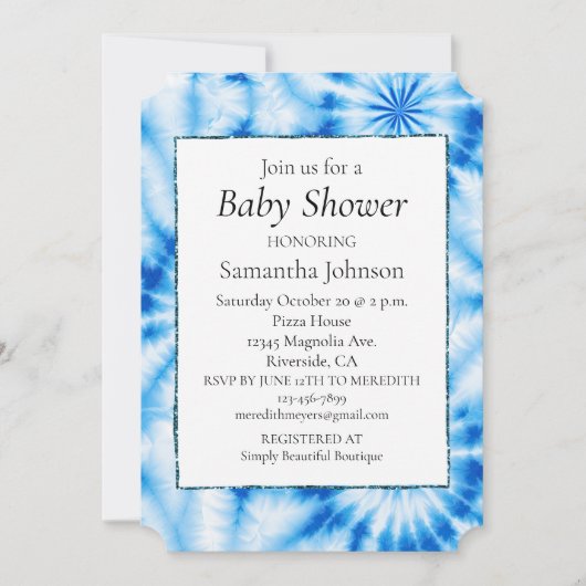 Blue Circles-Gefärbte Krawatte Einladung (Vorderseite)