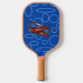 Blue Circles Loops Red Bi-Flugzeug Pickleball Schläger (Rückseite)