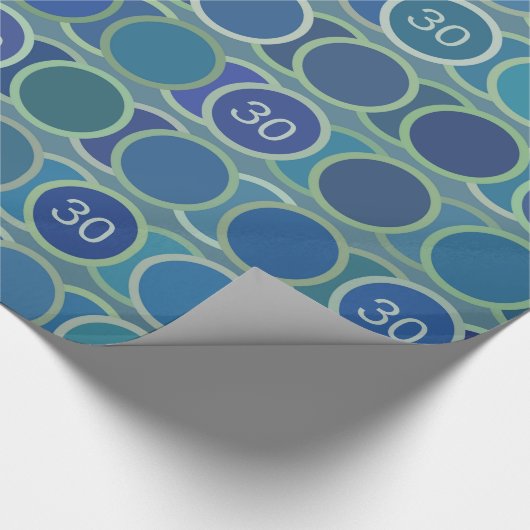 Blue Circles Pattern Custom Birthday Age Geschenkpapier (Ecke)