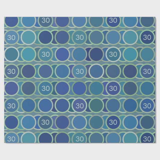 Blue Circles Pattern Custom Birthday Age Geschenkpapier (Flach)