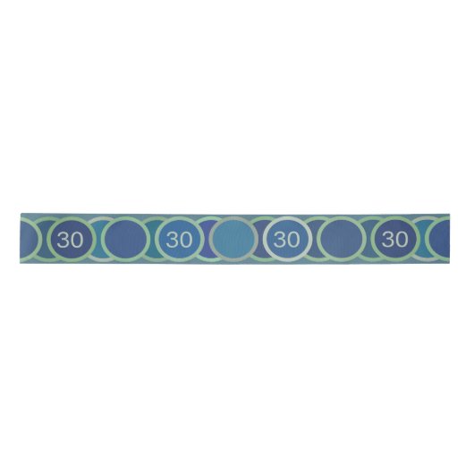 Blue Circles Pattern Custom Birthday Age Satinband (Vorderseite)