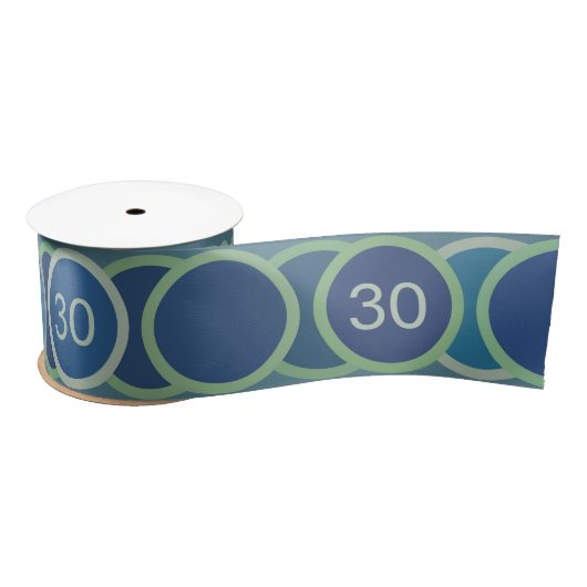 Blue Circles Pattern Custom Birthday Age Satinband (Spule)